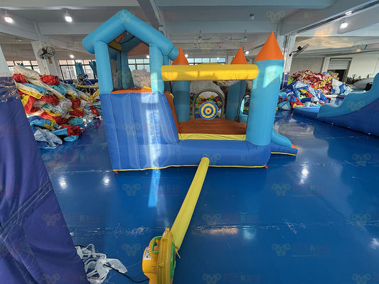 Polyester Oxford Inflatable Blue and Orange Water Slide Untuk Anak-anak Taman Hiburan