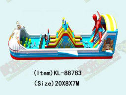 Spider Man Anak-anak Taman Hiburan Kapal Inflatable Jumping Slide
