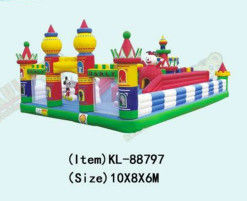 Anak-anak Taman Hiburan Besar Kastil Inflatable Melompat Sliding