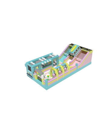Pastel Warna Bouncy Castle Dengan Slide Besar Taman bermain Anak