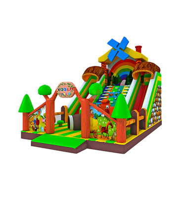 Tanah Pertanian Taman bermain inflatable dengan pelangi Slide Disesuaikan