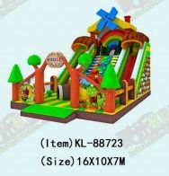 Tanah Pertanian Taman bermain inflatable dengan pelangi Slide Disesuaikan