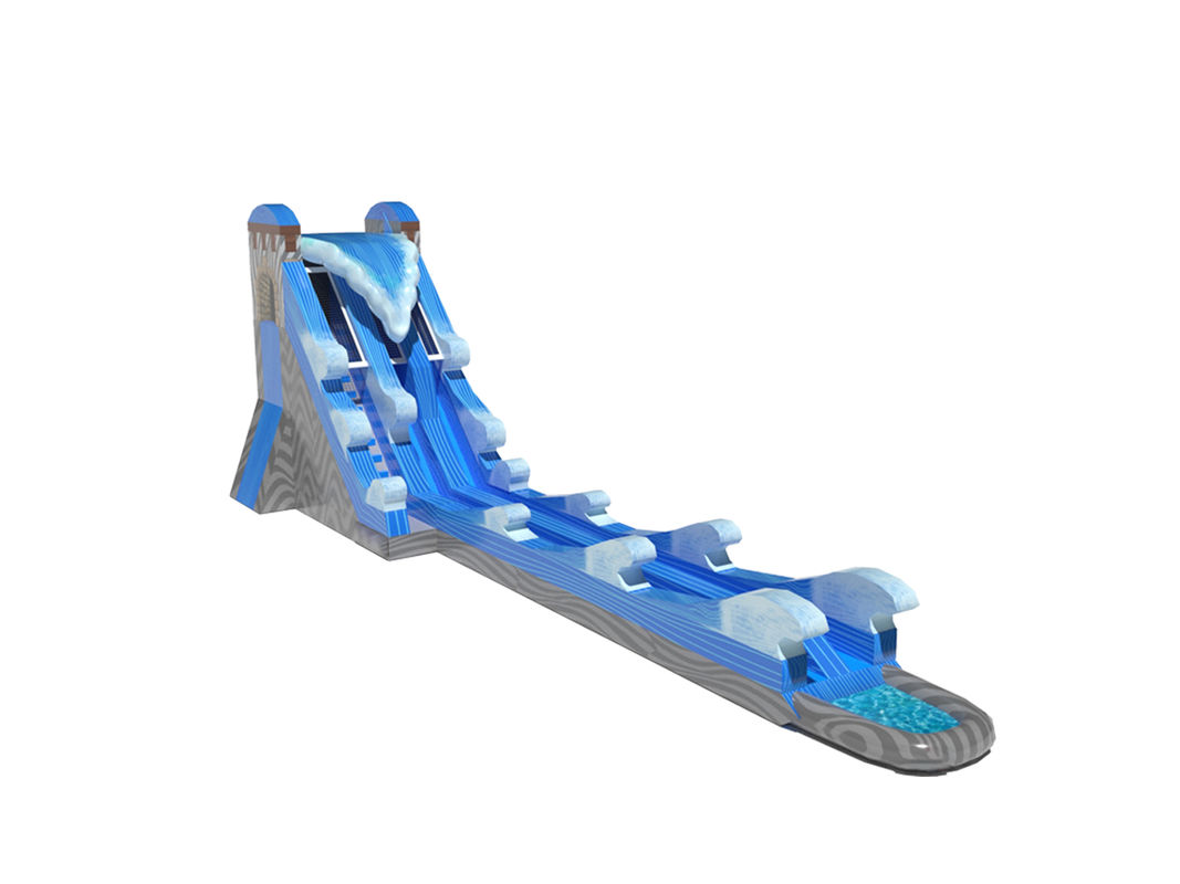 Gelombang Besar Slide Air Inflatable Dengan Kolam Panjang Warna Biru