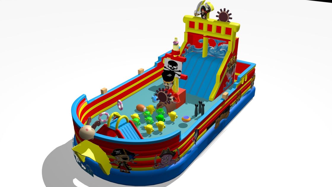 Kapal Bajak Laut besar Slide Bouncer biru merah warna kuning