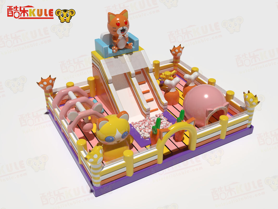 Bouncing Jumping Inflatable Castle Pink Warna Kuning Untuk Anak-anak
