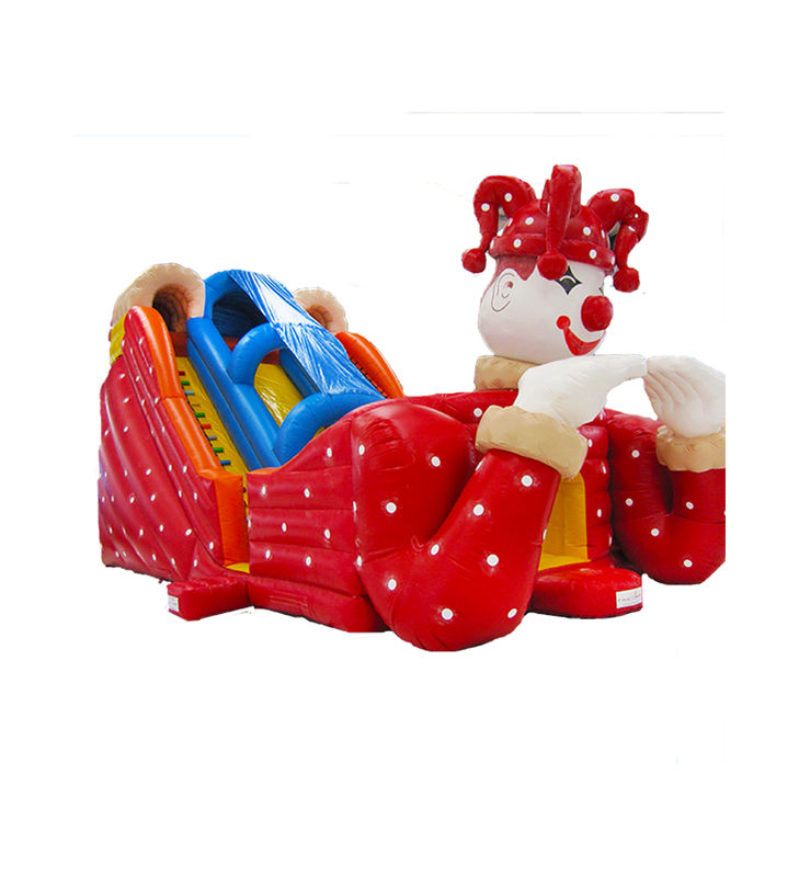 Badut Warna Merah Anak-anak Taman Hiburan Slide Inflatable Untuk Sewa