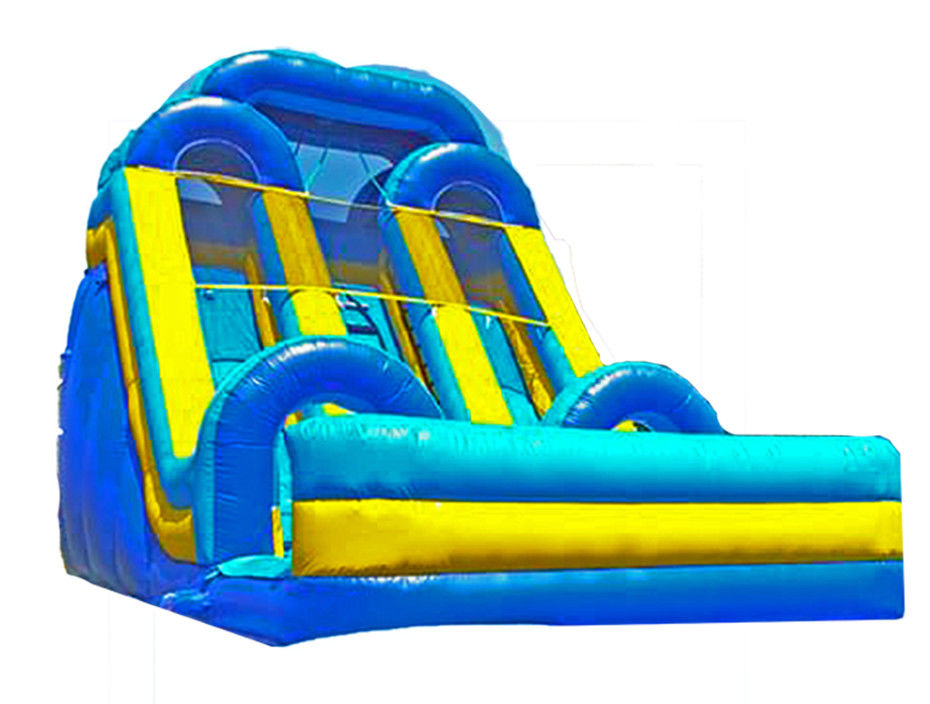Warna Biru Besar Outdoor Dua Jalur Inflatable Slide Untuk Sewa