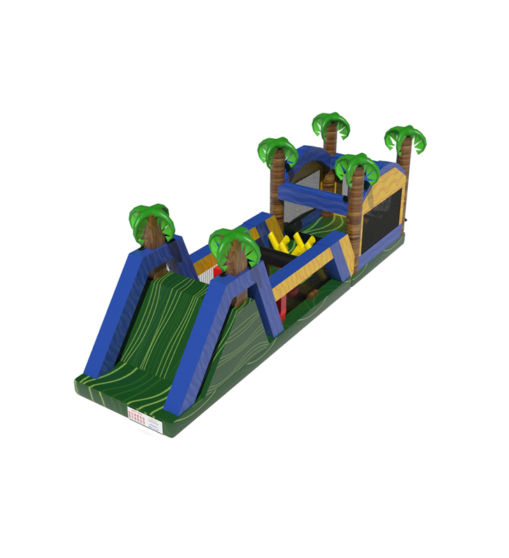 Tempat Bermain Inflatable Tropical: Jalur Hambatan yang Menyenangkan Pohon Sawit Hutan - Tema